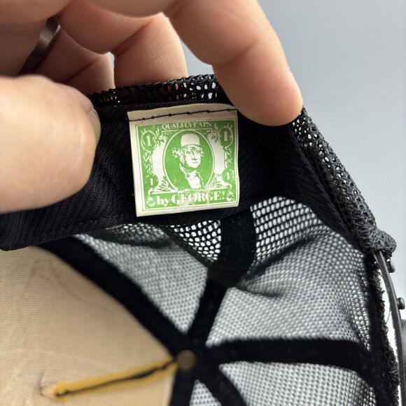 Vintage ACME Printing Ink Hat Snapback Foam Mesh Cap Trucker Hat Black Yellow - Picture 6 of 9